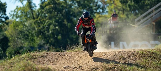 Riders racing on the sanctioned Amped Electric Games circuit